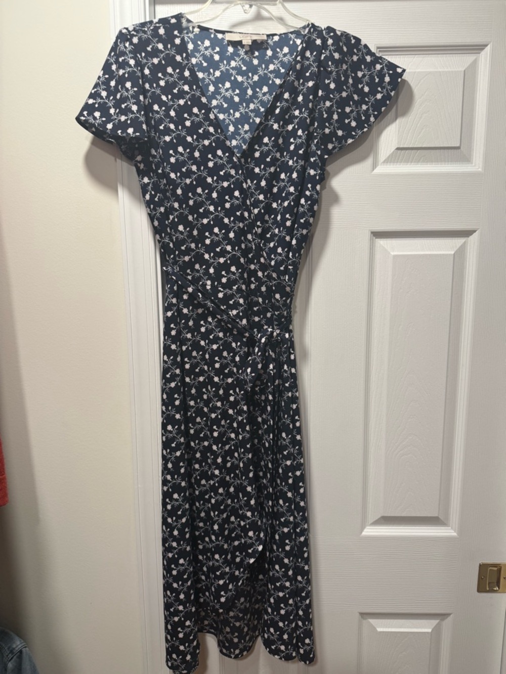 LOFT Navy Floral Wrap Maxi Dress